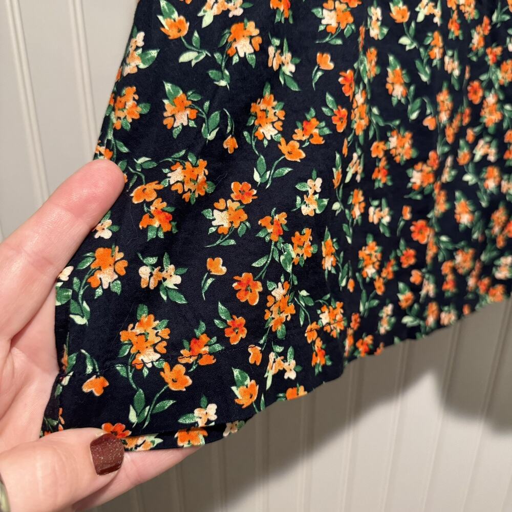 Old Navy Floral Puff Sleeve Top Navy Blue Orange Smocked NEW XXL Tall - Picture 3 of 9